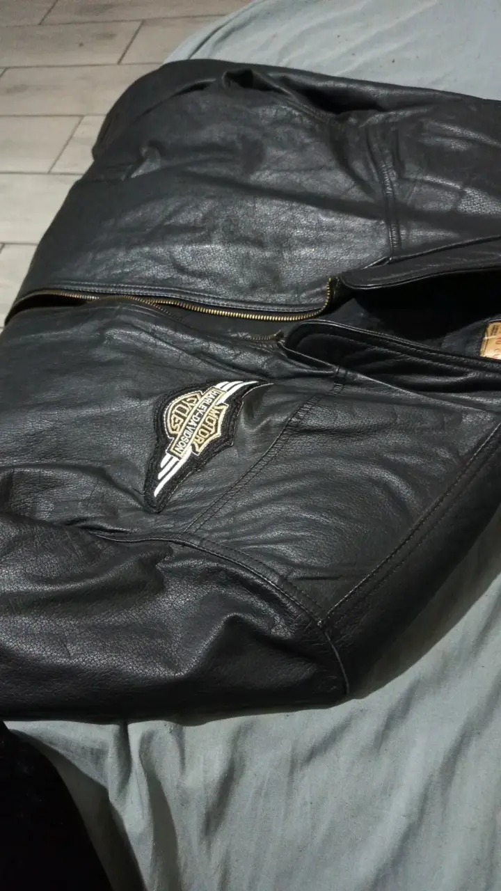Chaqueta de cuero Harley-Davidson con águila bordada - 4