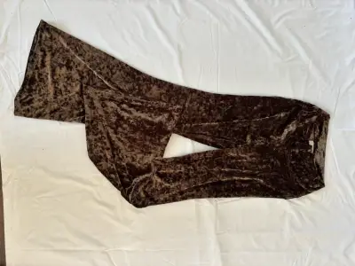 Pantalones de terciopelo marrón para mujer - miniatura 1
