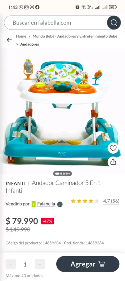 Andador Caminador 5 en 1 Infanti - miniatura 1