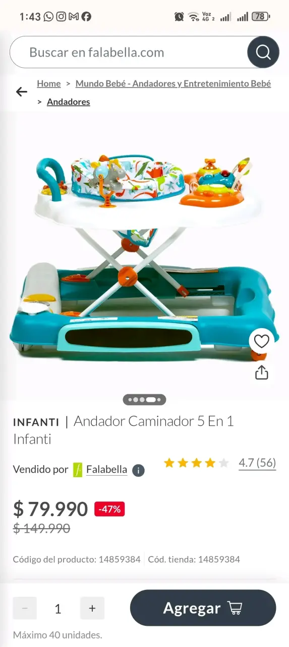Andador Caminador 5 en 1 Infanti - 2