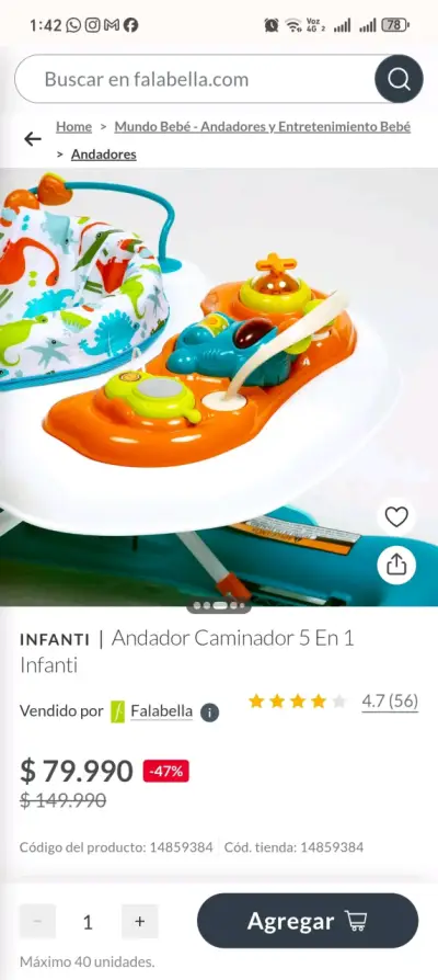 Andador Caminador 5 en 1 Infanti - miniatura 3