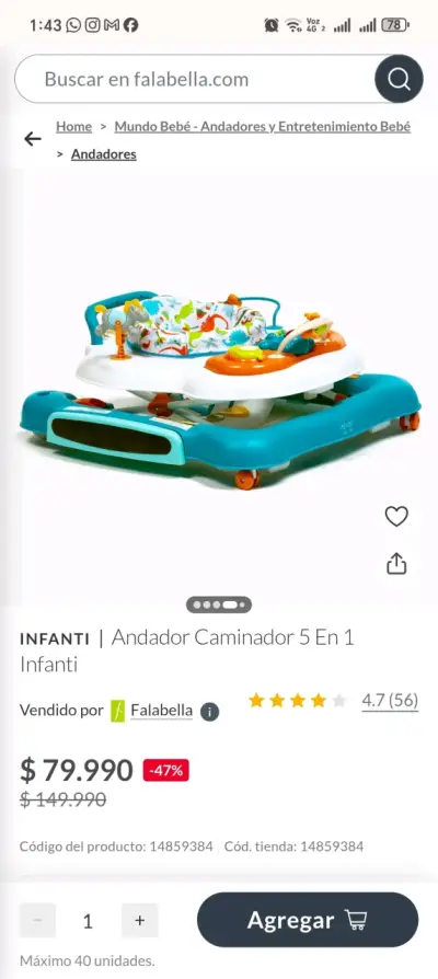Andador Caminador 5 en 1 Infanti - miniatura 5