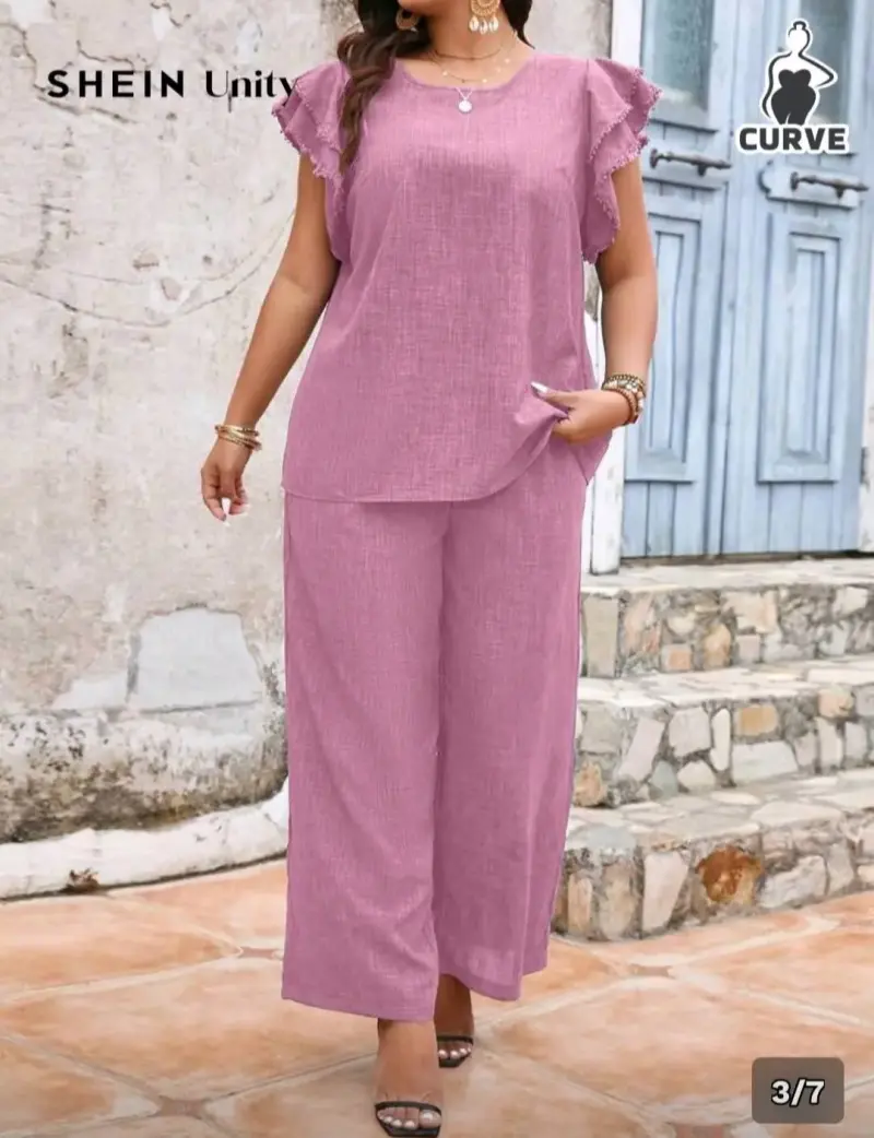 Conjunto de verano rosa sin mangas - 2