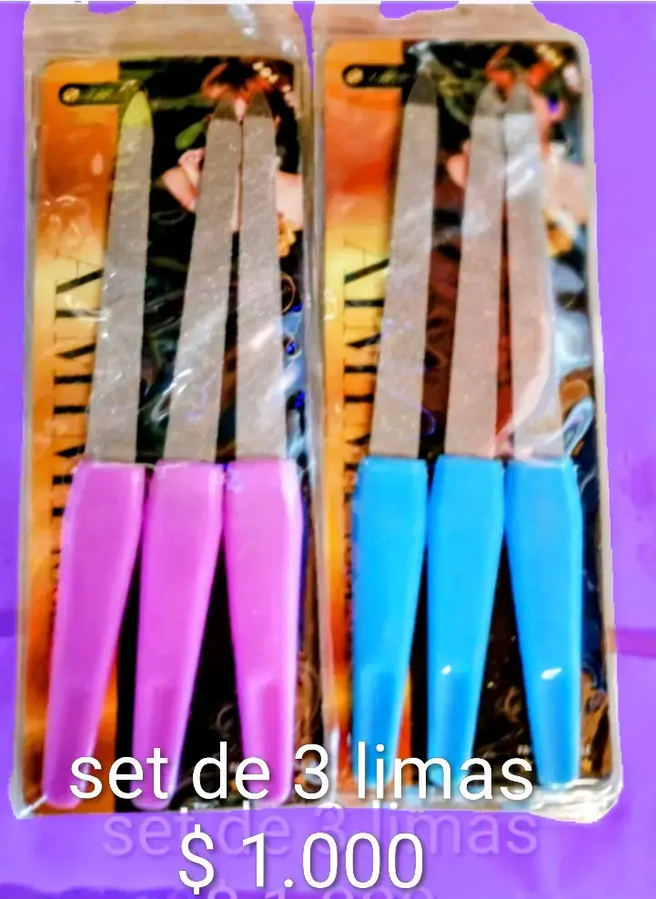Set de 3 limas de uñas coloridas