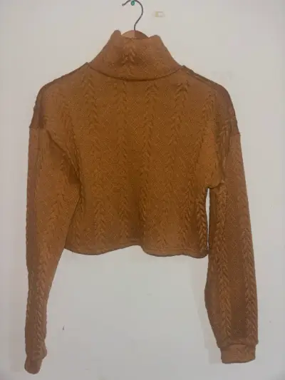 Suéter de lana marrón con cuello alto - miniatura 1