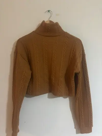 Suéter de lana marrón con cuello alto - miniatura 2