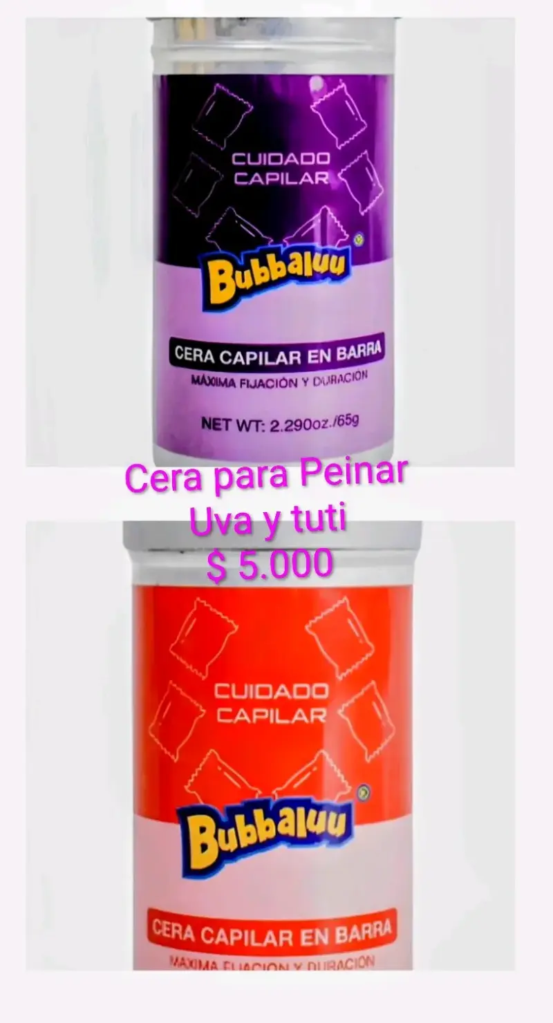 Cera capilar en barra Bubbaluu uva y tutti frutti