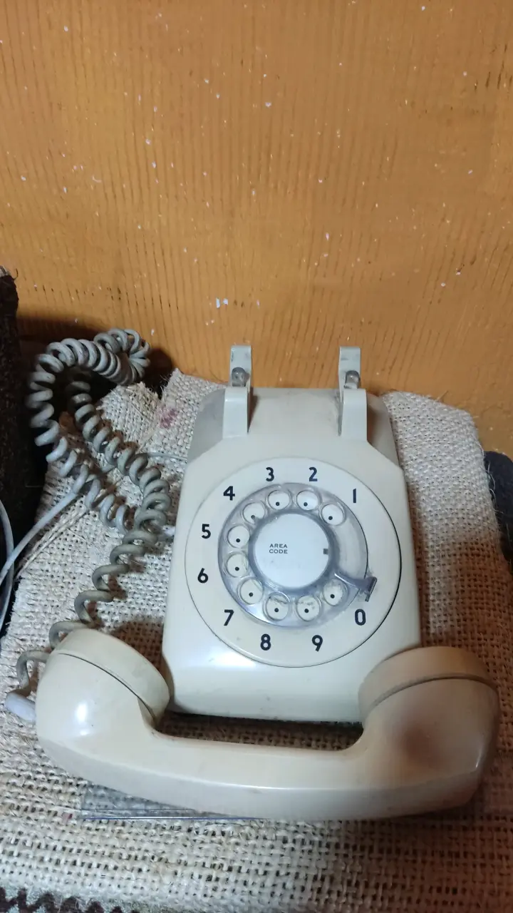 Teléfono antiguo de disco beige vintage - 2