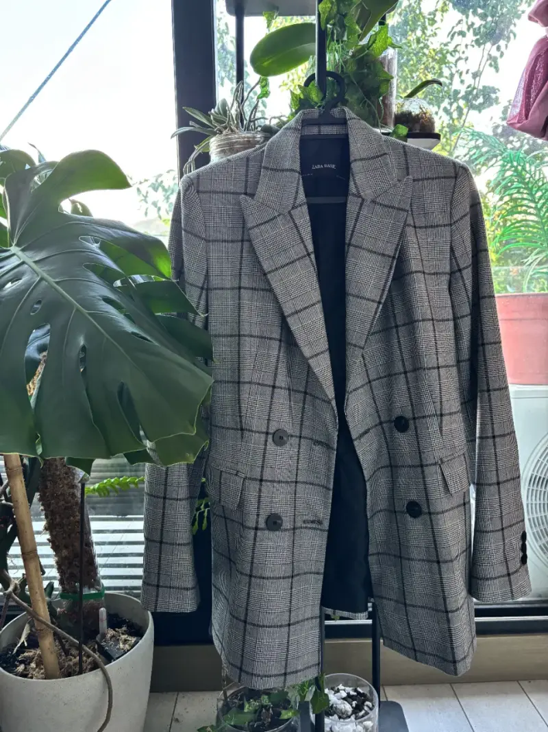 Blazer a cuadros Zara Basic para mujer