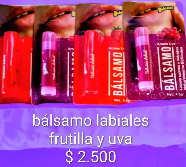Bálsamos labiales frutilla y uva
