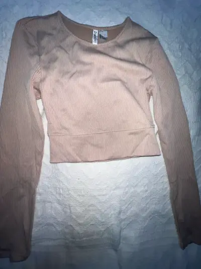 Top manga larga beige talla S - miniatura 1