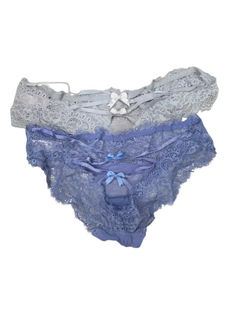 Set de calzones de encaje azul y gris - 2