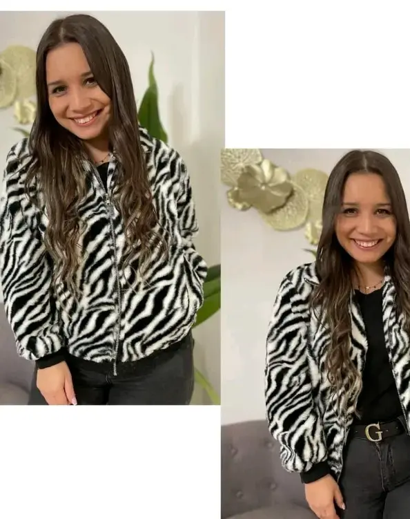 Chaqueta de felpa con estampado de cebra