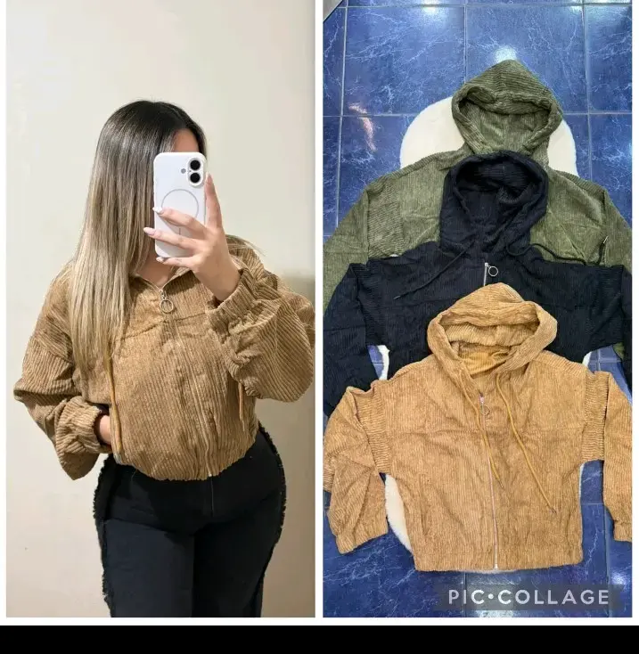 Chaqueta de pana con capucha para mujer