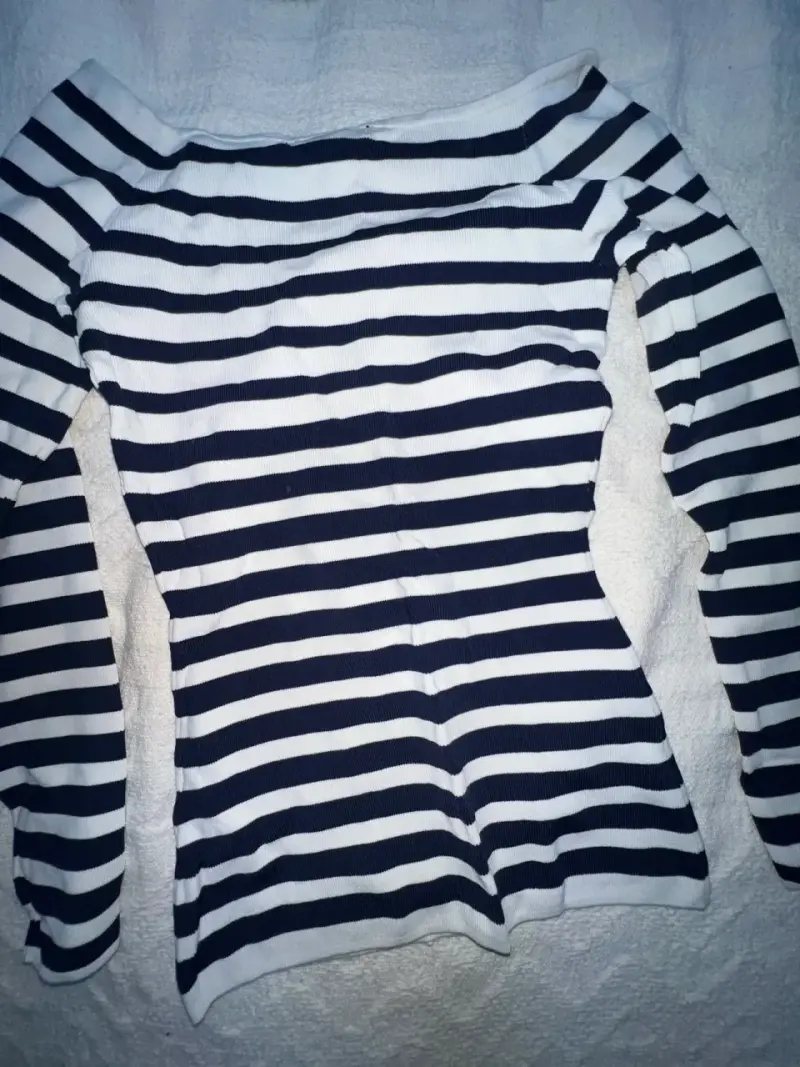 Polera a rayas blanco y azul manga larga - 3