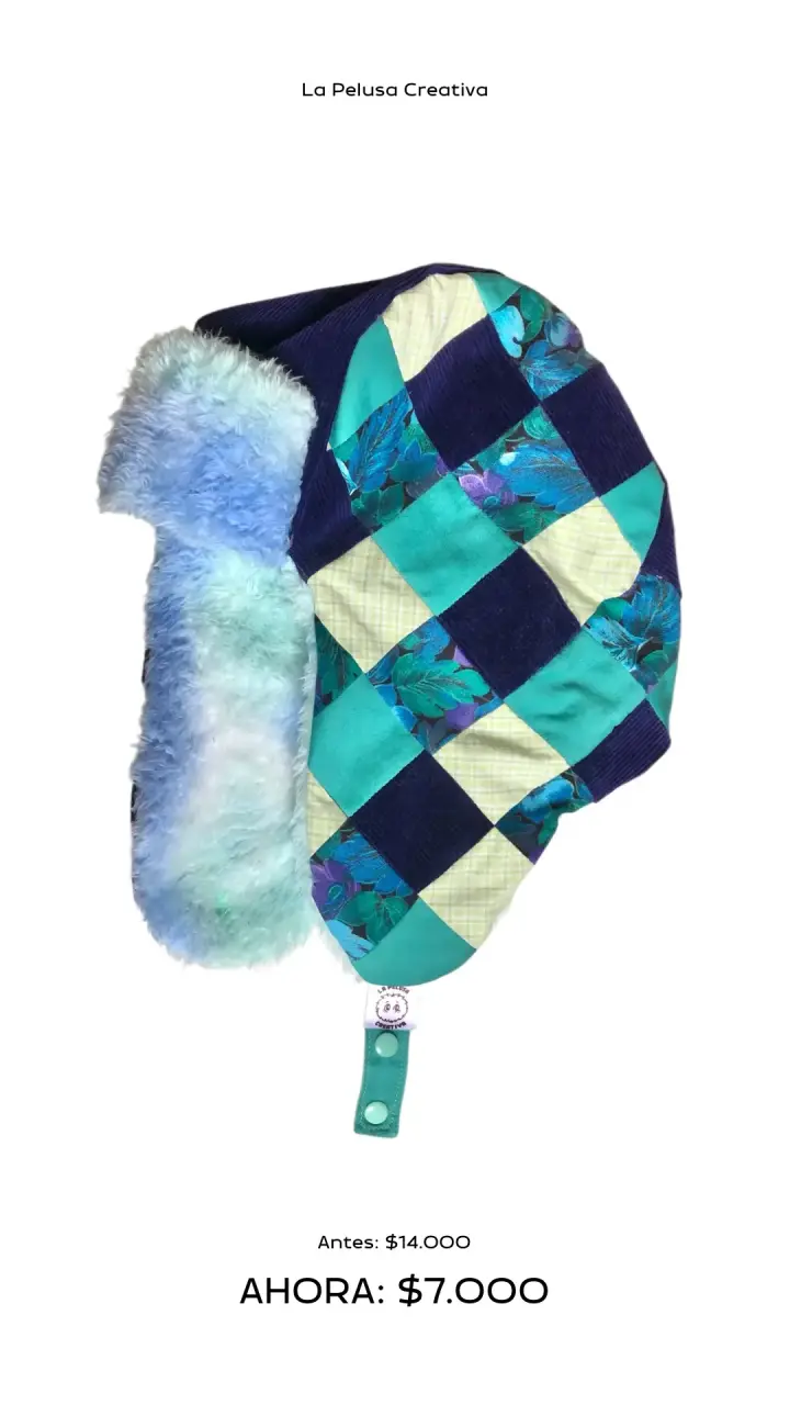 Gorro de invierno patchwork con forro de peluche