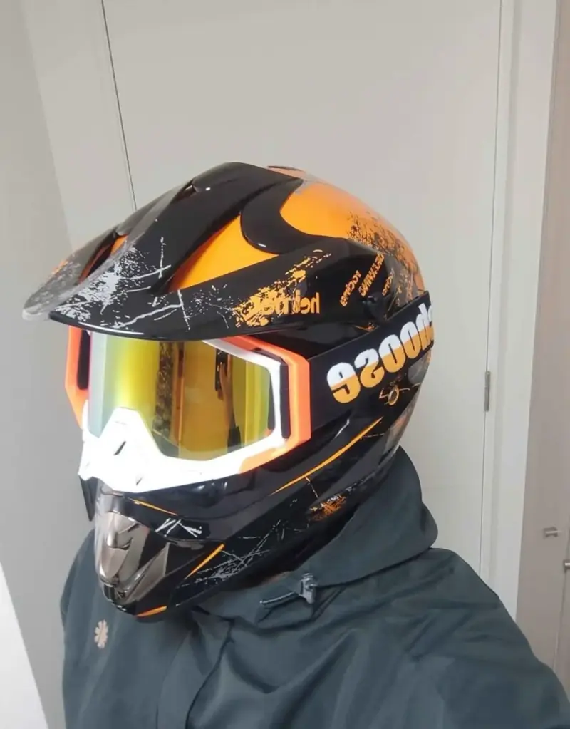Casco Enduro para scooter negro y naranja - 1