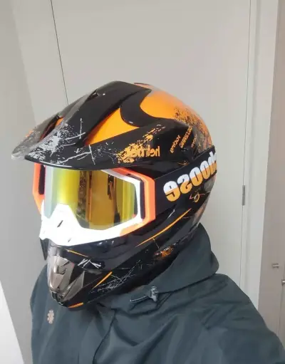 Casco Enduro para scooter negro y naranja - miniatura 1