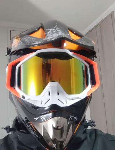 Casco Enduro para scooter negro y naranja - miniatura 2