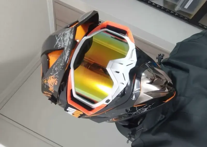 Casco Enduro para scooter negro y naranja - 4