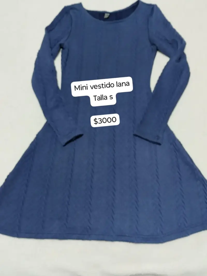 Mini vestido de lana azul talla S