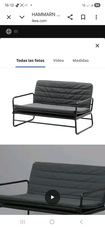 Sofá cama IKEA Hammarn gris moderno - miniatura 1