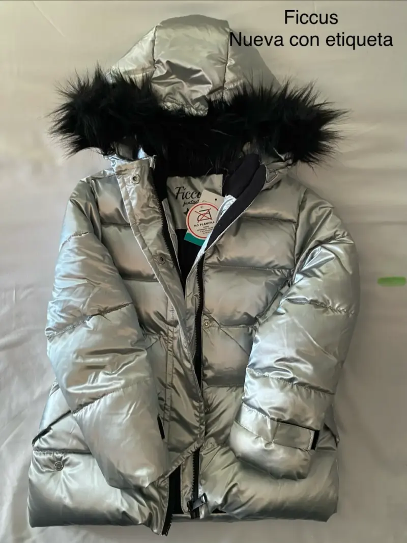 Parka plateada con capucha talla 2 - 2