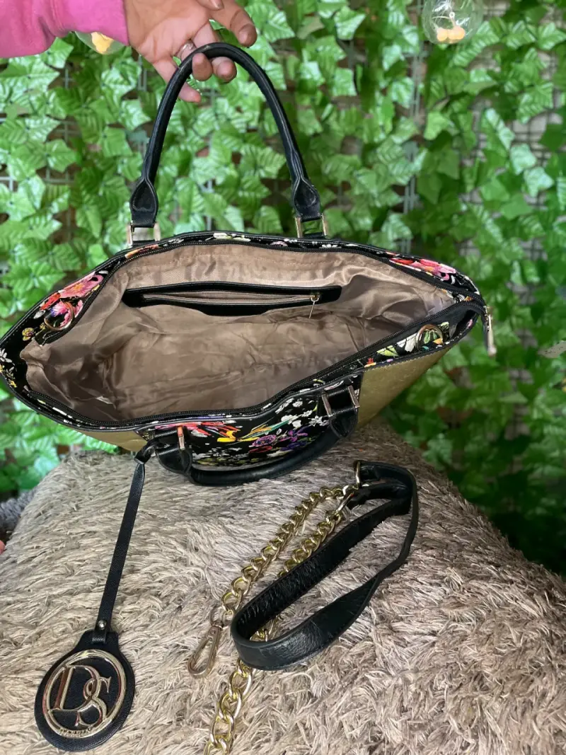 Bolso de mano floral con detalles dorados - 3
