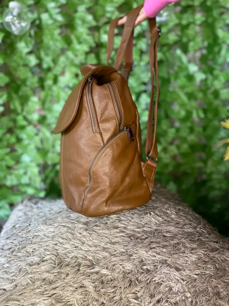 Mochila de cuero marrón elegante - 3