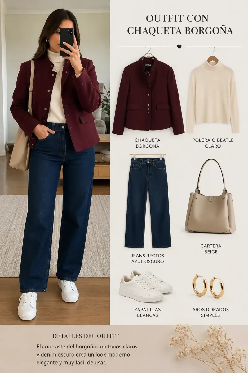 Chaqueta burdeos marca Liolà con forro floreado - 5