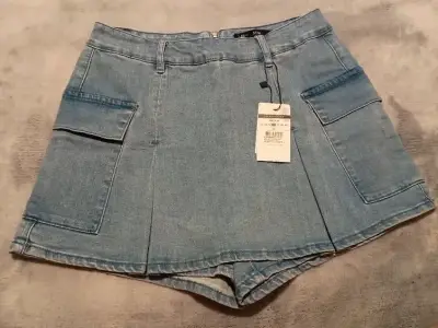 Falda pantalón de mezclilla elásticada - miniatura 1