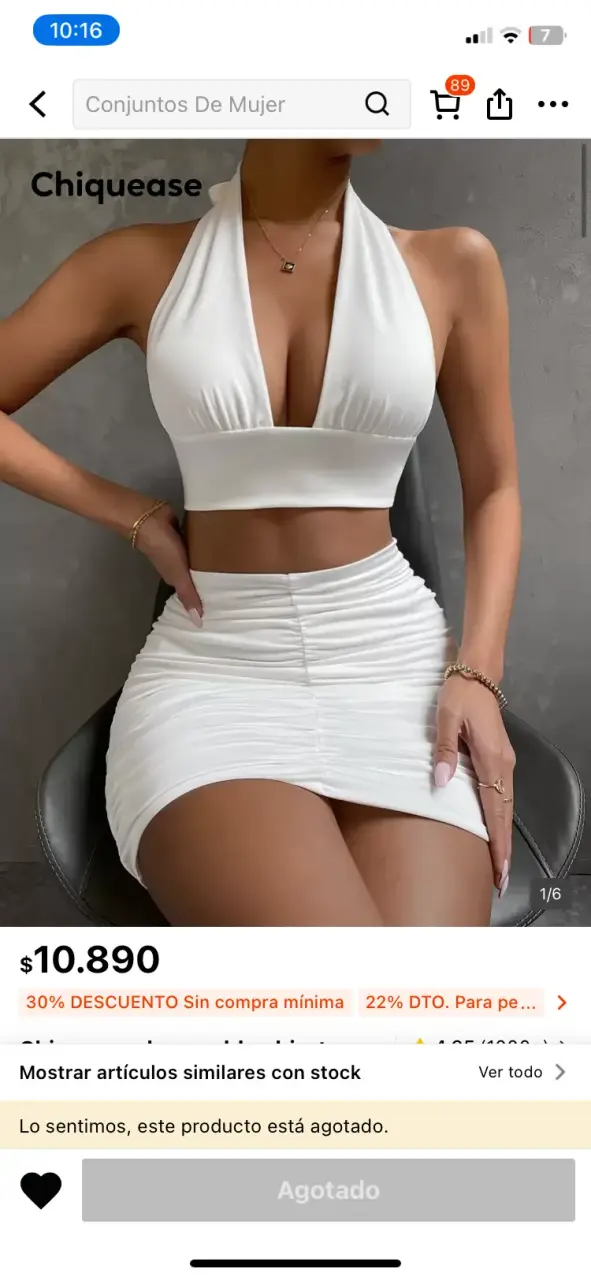Conjunto top y falda blanco Chiquease