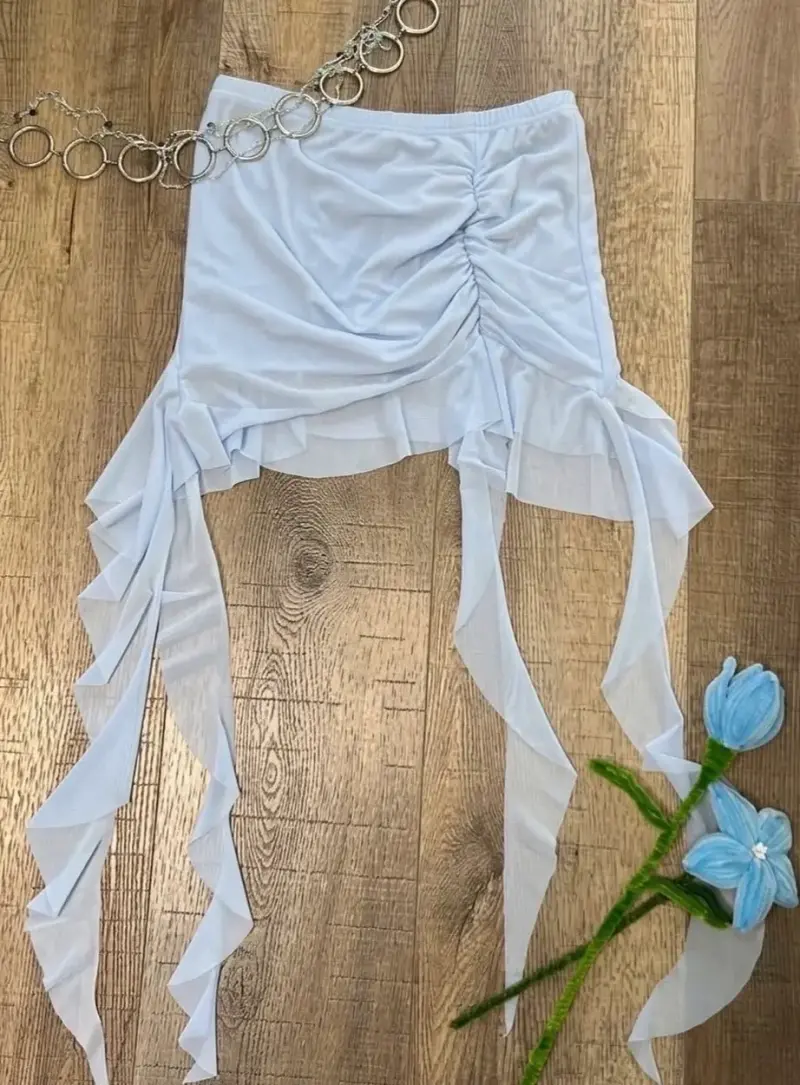 Falda de volantes celeste / talla M