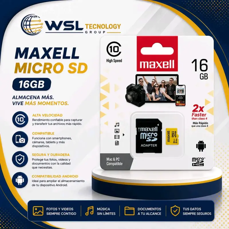 Tarjeta Micro SD Maxell 16GB Clase 10
