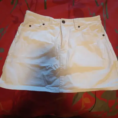 Falda corta blanca de algodón H&M - miniatura 1