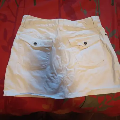 Falda corta blanca de algodón H&M - miniatura 2