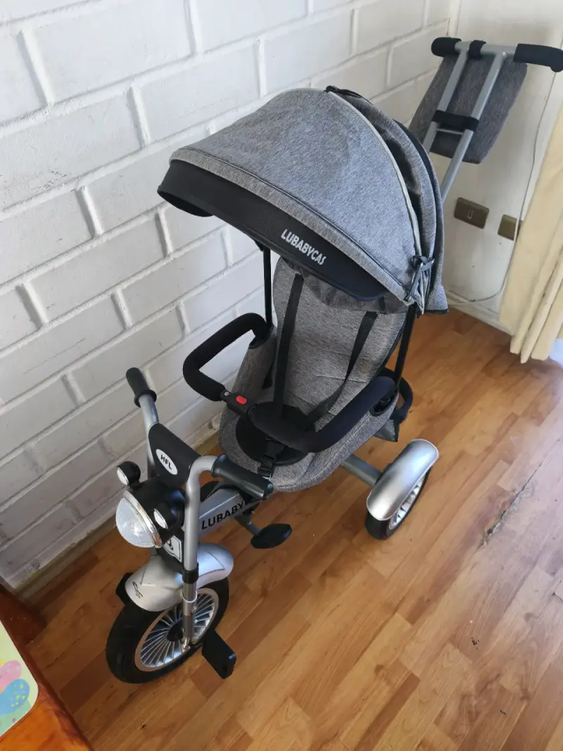Triciclo para bebé Lubabycas gris con manillar - 1