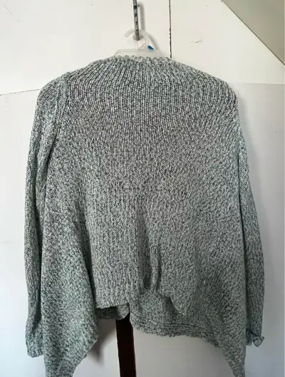 Cardigan abierto turquesa jaspeado para mujer - miniatura 2