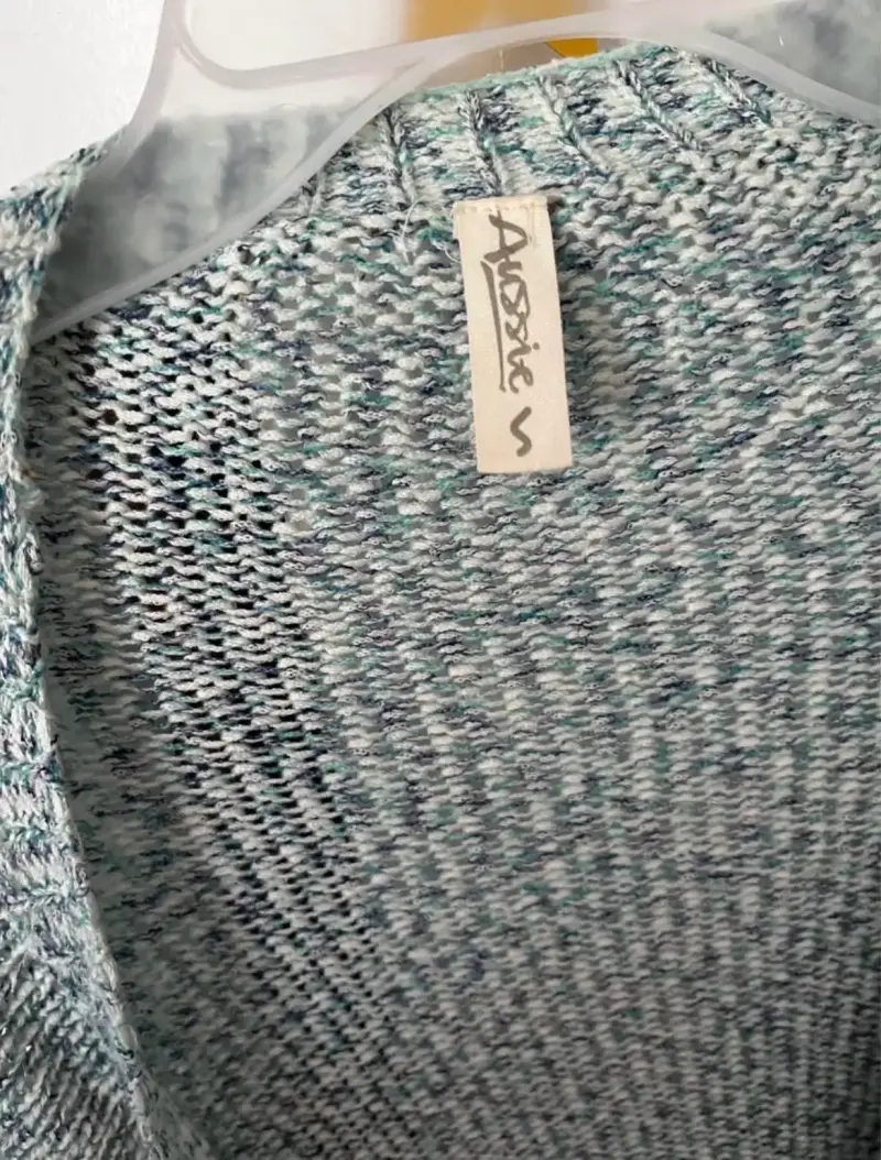 Cardigan abierto turquesa jaspeado para mujer - 3