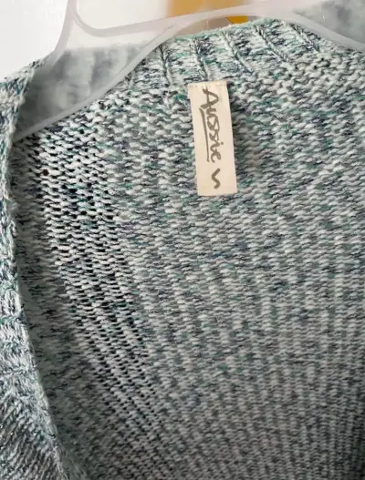Cardigan abierto turquesa jaspeado para mujer - miniatura 3