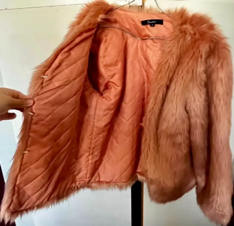 Chaqueta de piel sintética rosa talla S - 3