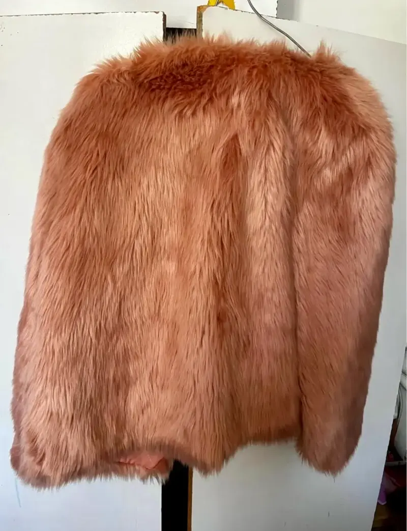 Chaqueta de piel sintética rosa talla S - 4