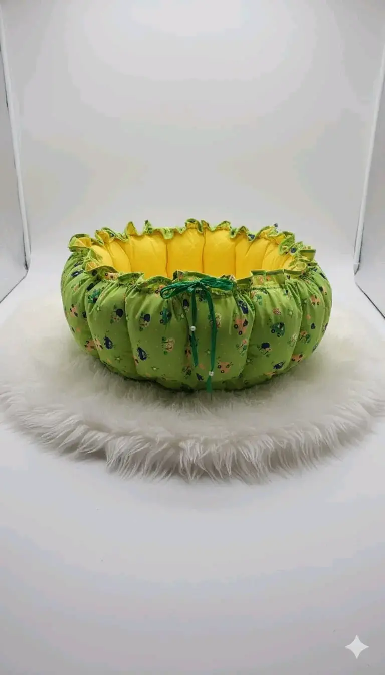 Cuna nido para bebé verde estampada - 4