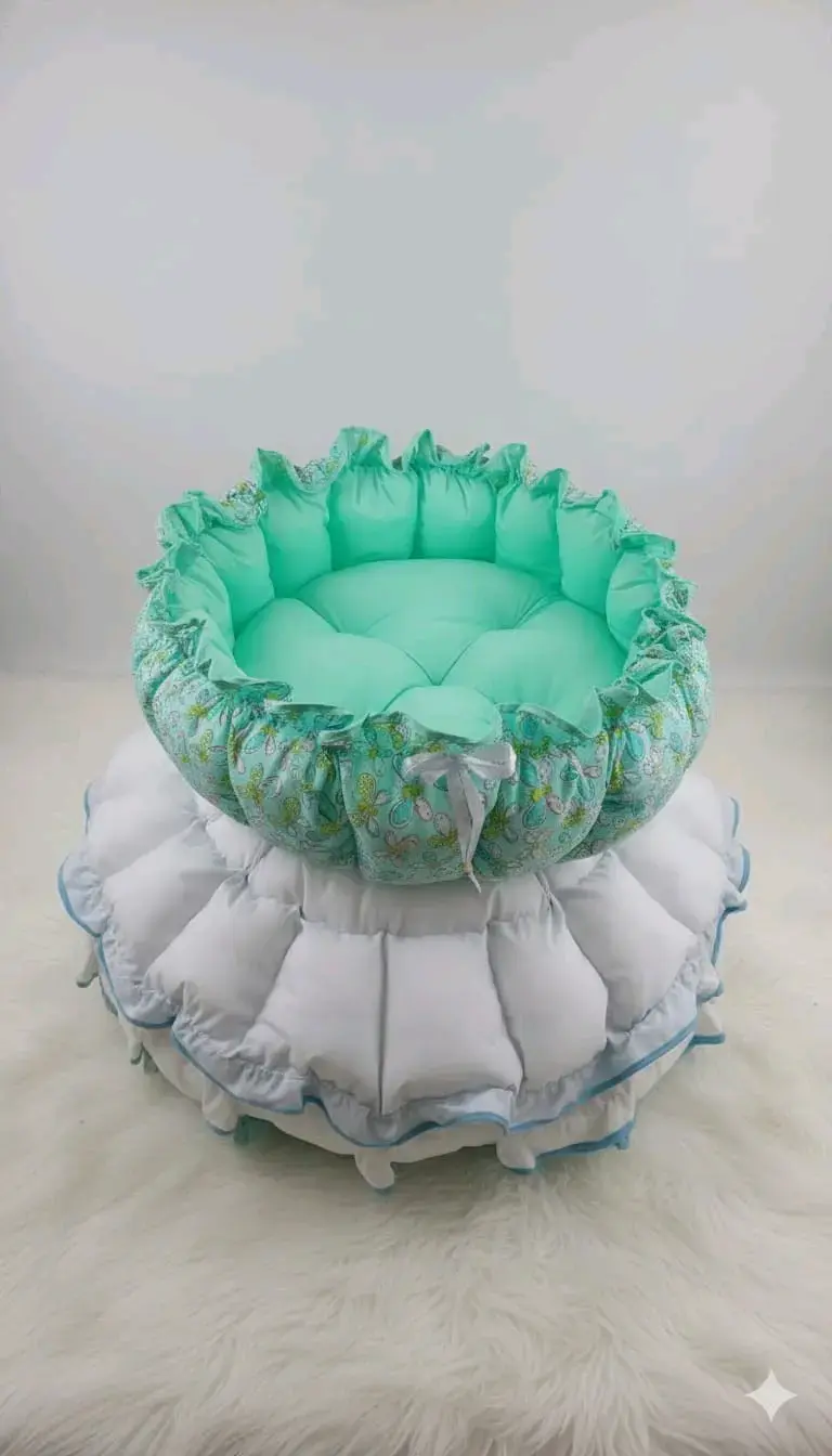 Cuna nido para bebé verde estampada - 6