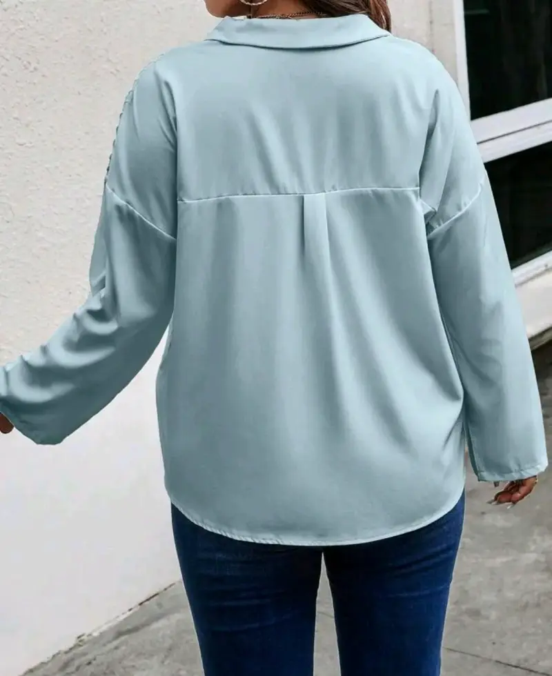 Blusa de mujer verde menta con pliegues - 4