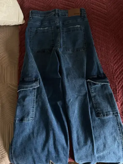Jeans cargo azul oscuro mujer - miniatura 2