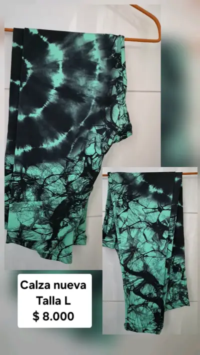 Calza tie-dye verde y negro talla L - miniatura 1