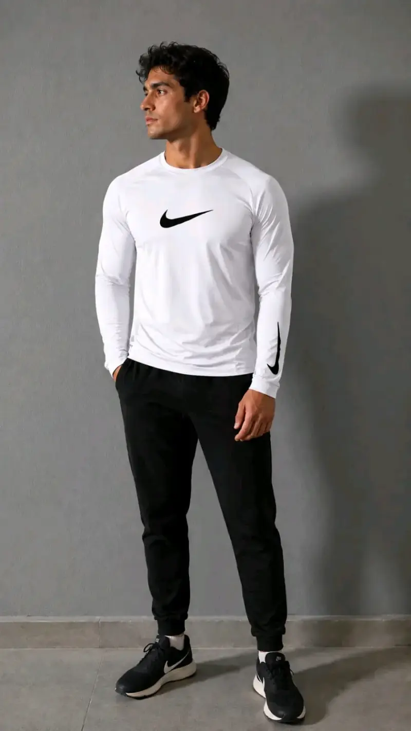 Polera deportiva Nike blanca de manga larga