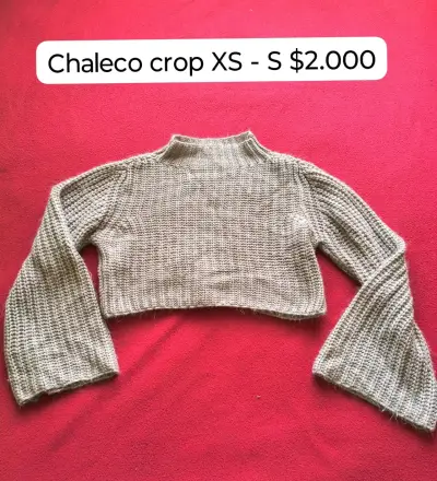 Chaleco crop tejido beige talla XS - miniatura 1