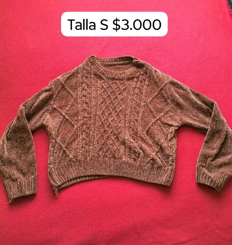 Chaleco crop tejido beige talla XS - 2